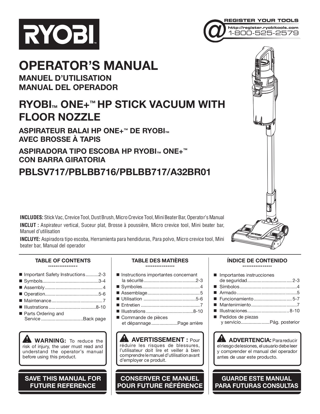 Ryobi PBLSV717, PBLBB716, PBLBB717, A32BR01 user guide - ManualMachine.com