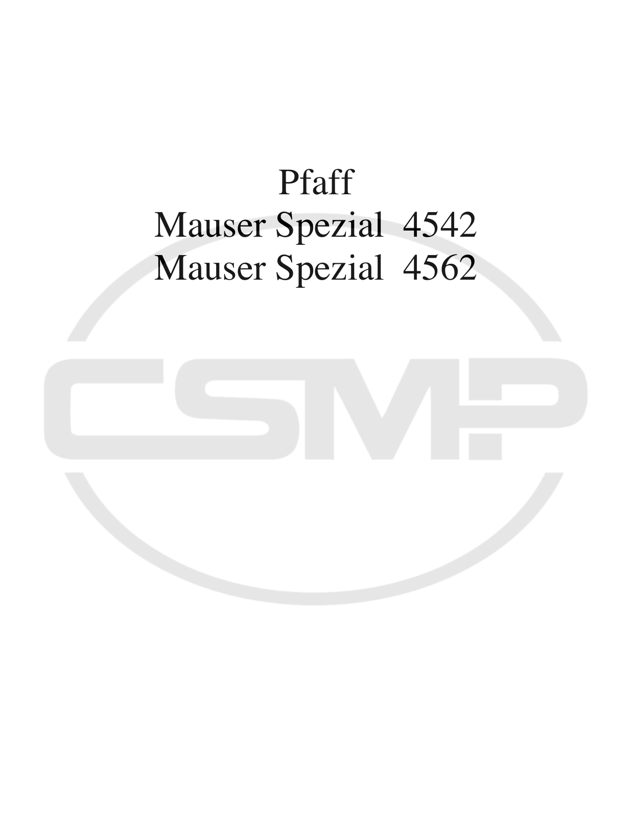 Mauser Special 4542, 4562 Parts Book