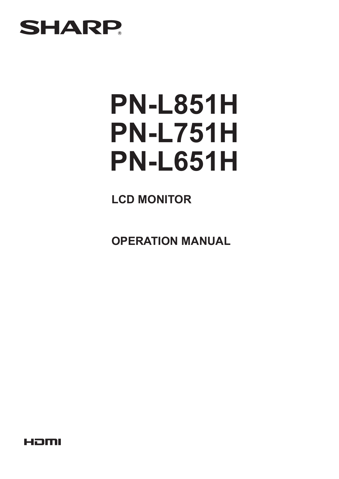 Sharp PN-L751H, PN-L651H, PN-L851H User Manual