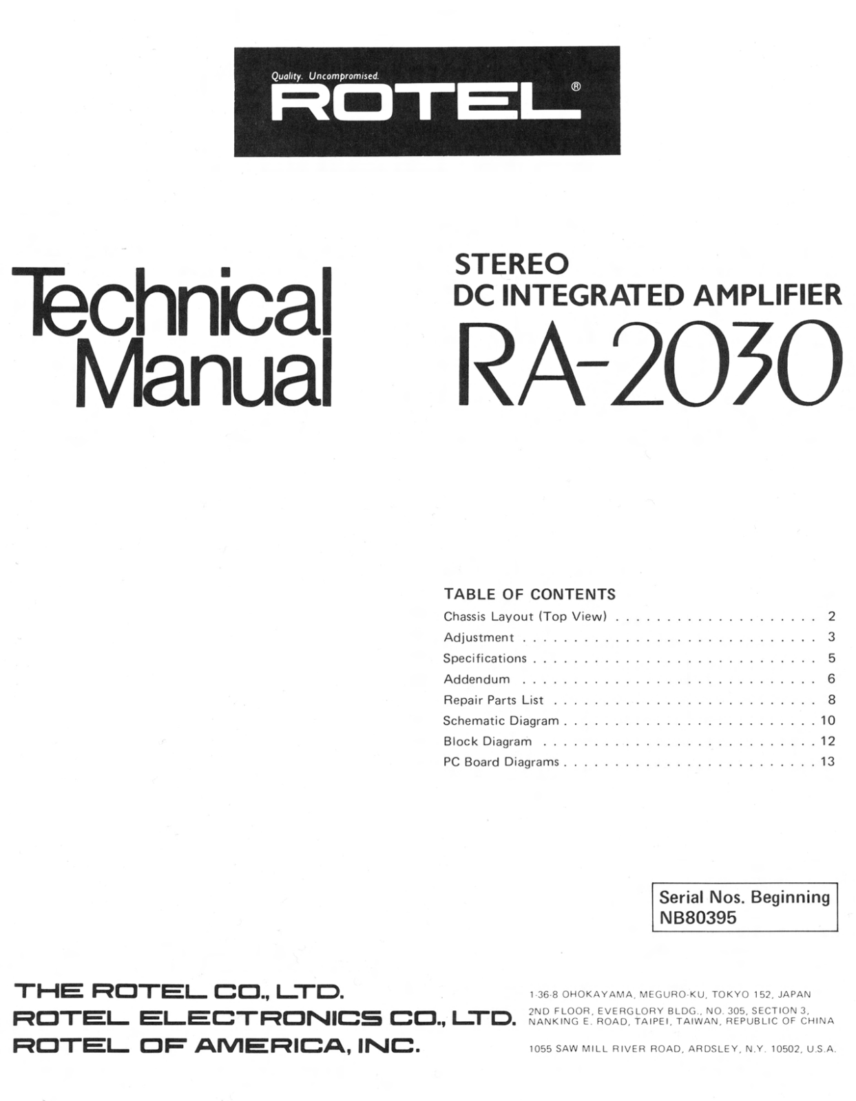 Rotel RA-2030 Service manual