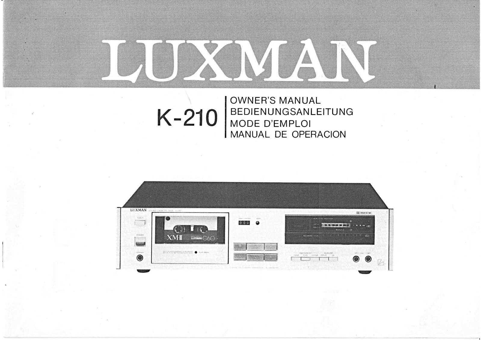 Luxman K-210 Owners Manual