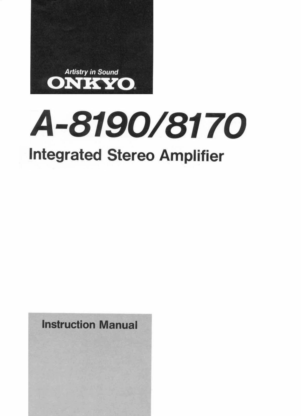Onkyo A-8190, A-8170 Owners Manual