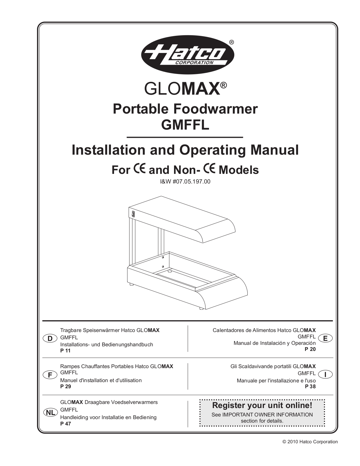 Hatco GMFFL Installation Manual