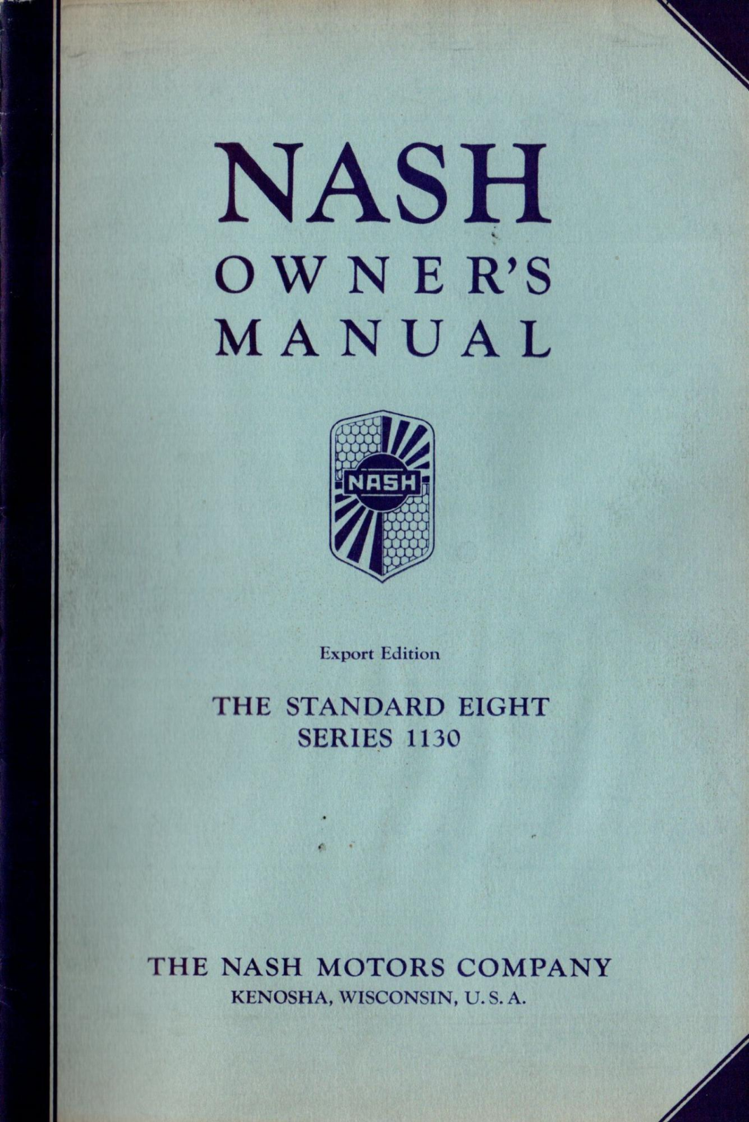 Nash Export 1933 Operating Instructions