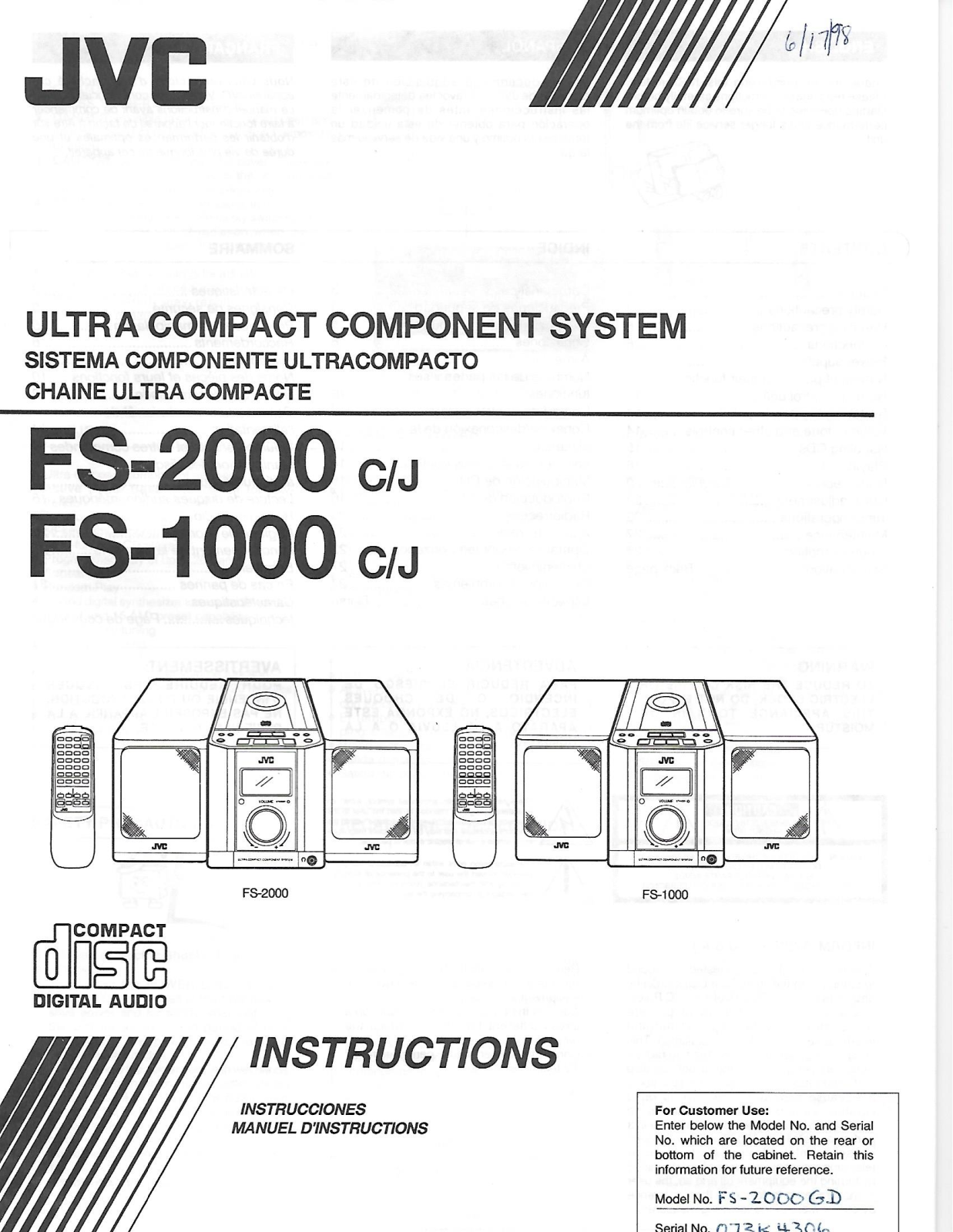 JVC FS-1000 Instructions Manual