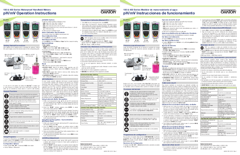 Oakton pH 150, PC 450, PD 450 Instruction Manual