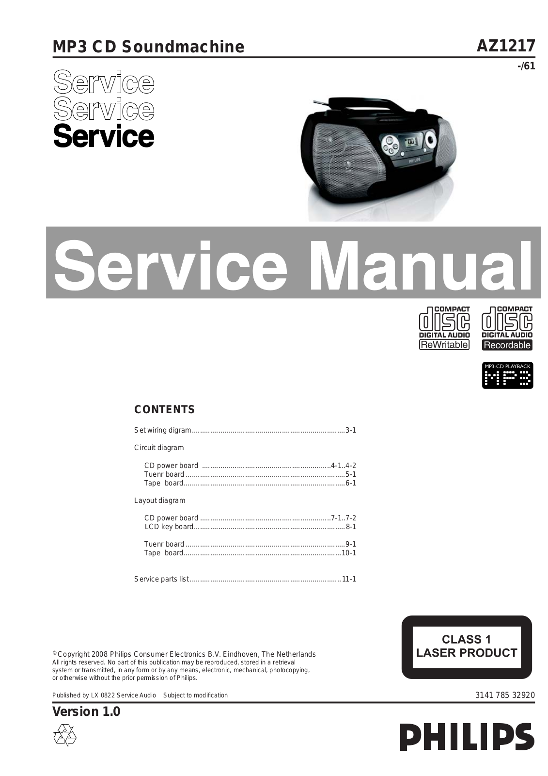 Philips AZ-1217 Service Manual