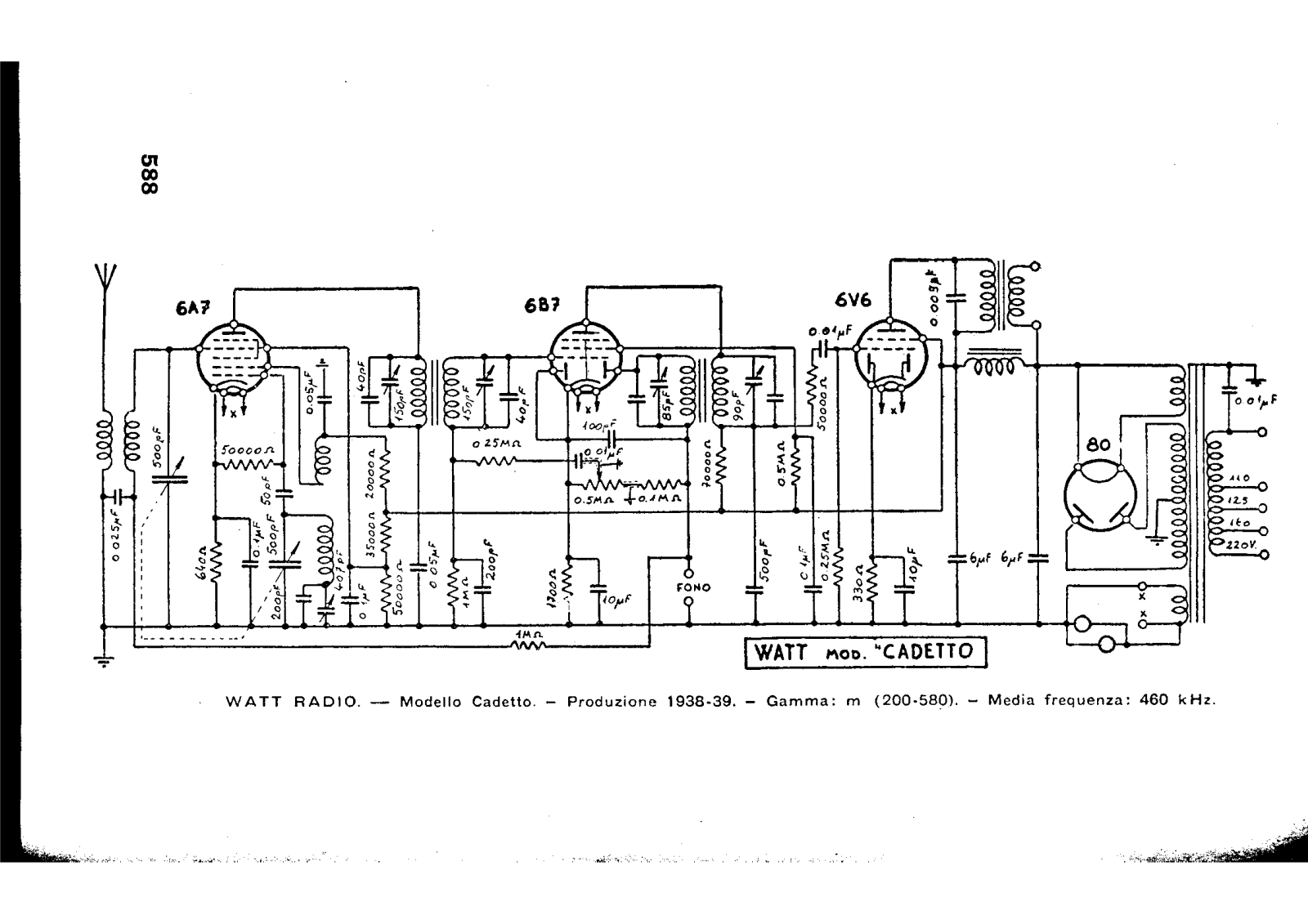 Watt Radio cadetto schematic