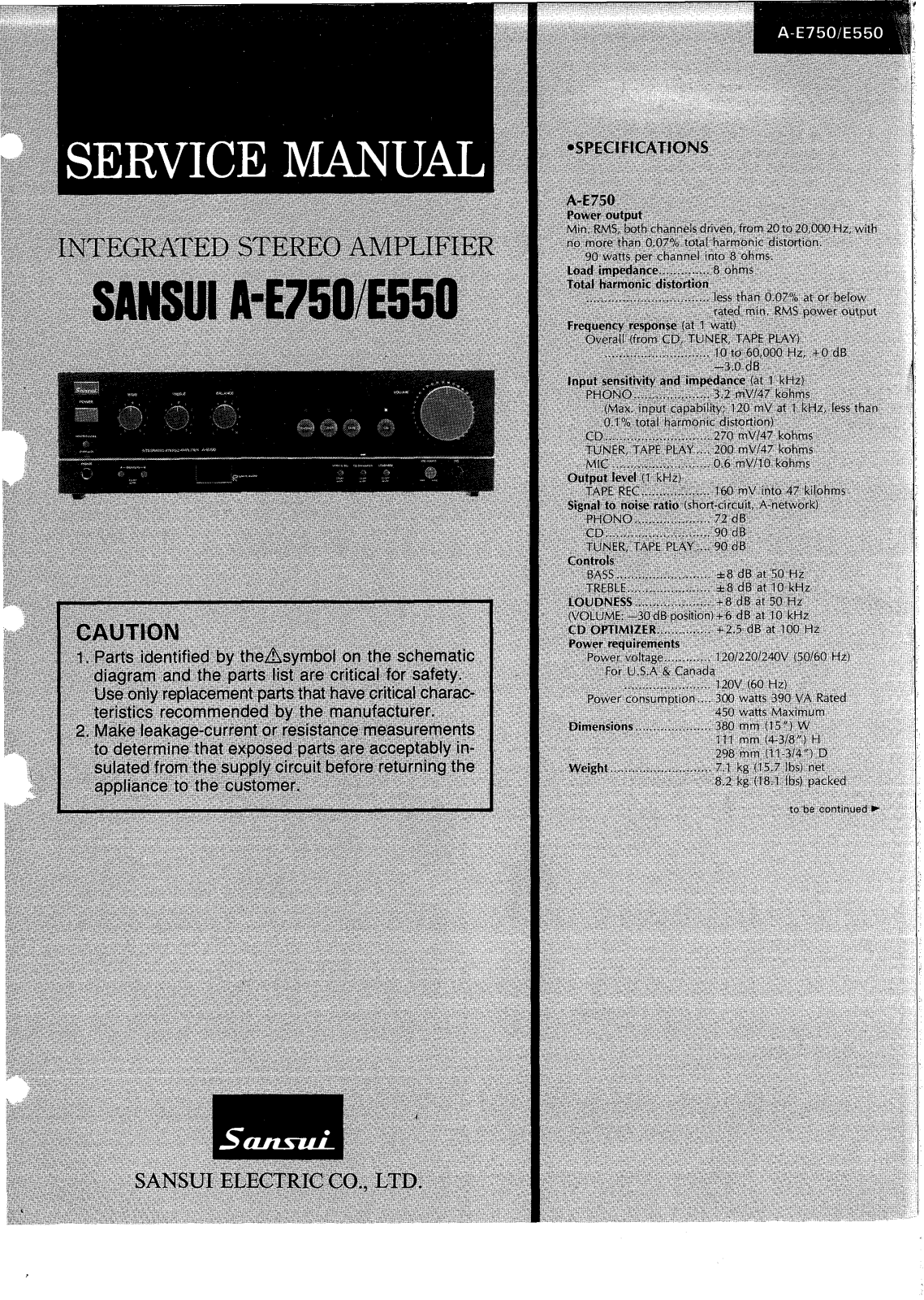 Sansui AE-550, AE-750 Service manual