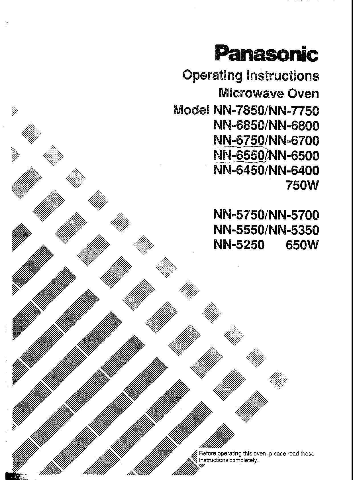 Panasonic 750w, 650w, nn 7850, nn7750, nn5750 User Manual