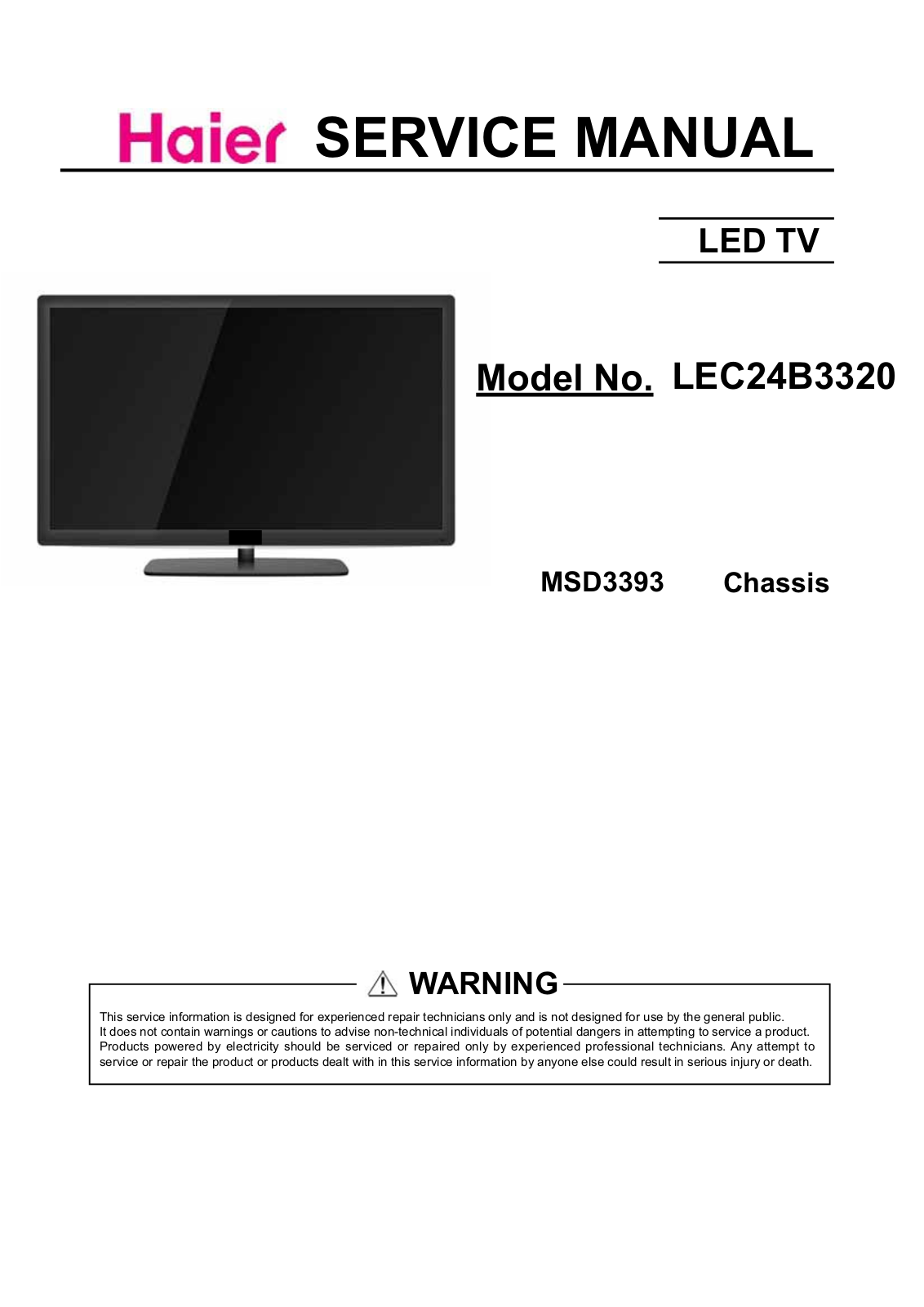 Haier LEC24B3320, MSD3393 Service Manual