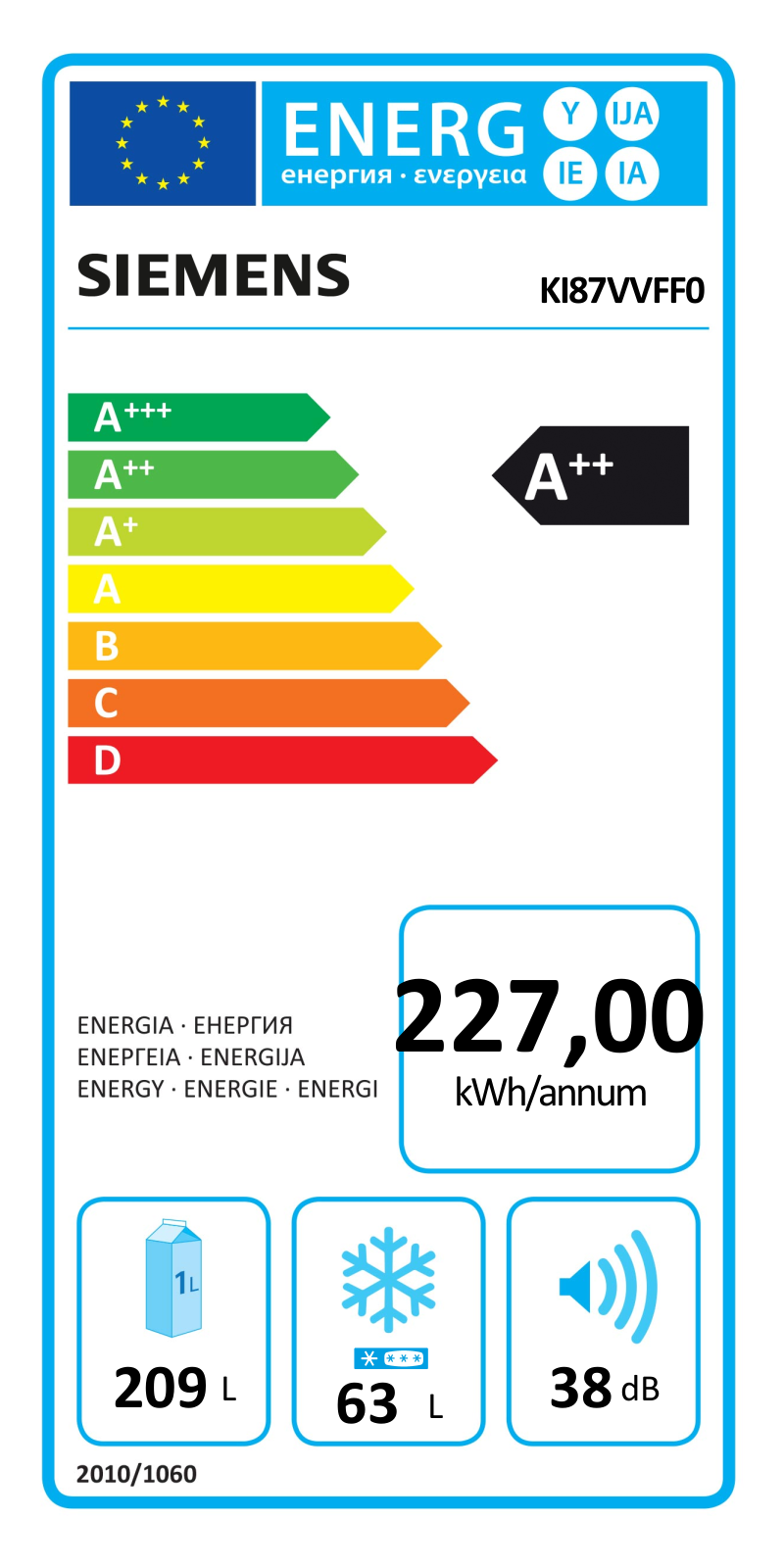 Siemens KI87VVFF0 Energy label