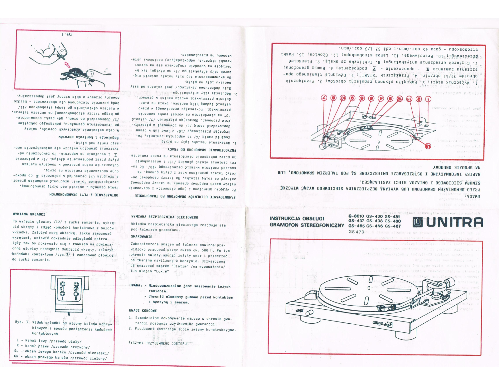 Unitra g-8010, gs-430, gs-431, gs-437, gs-438 User Manual