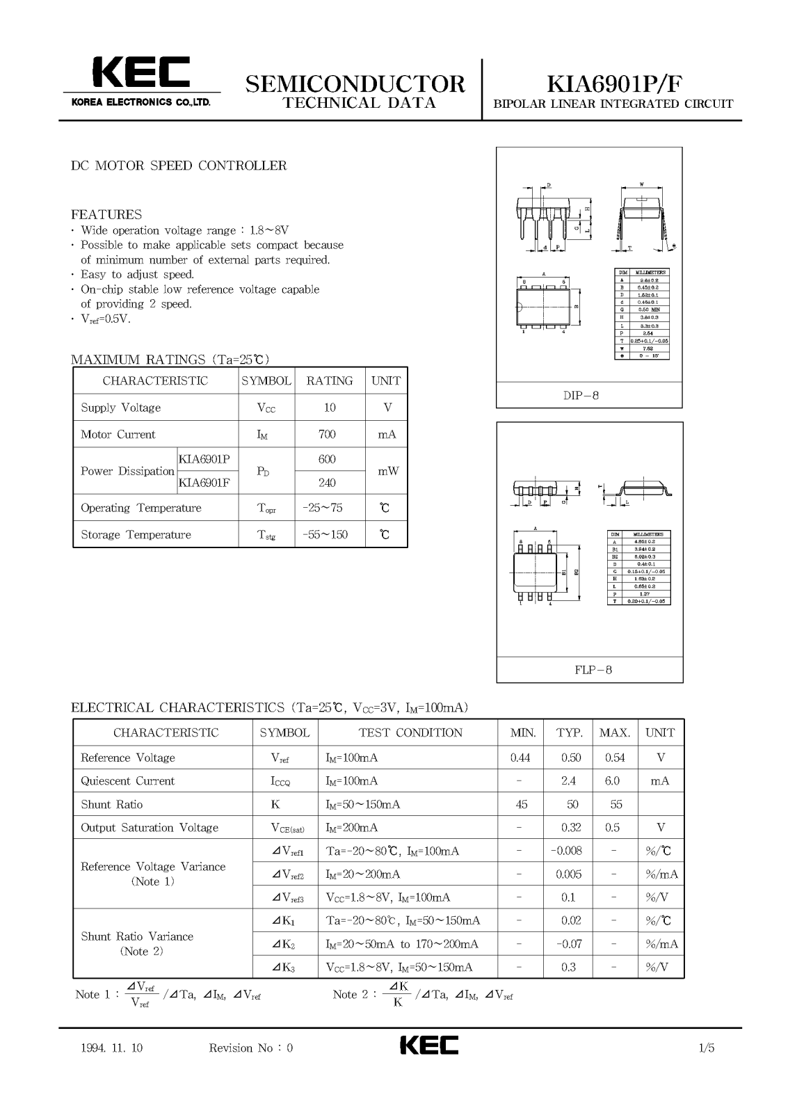 KEC KIA6901P, KIA6901F Datasheet