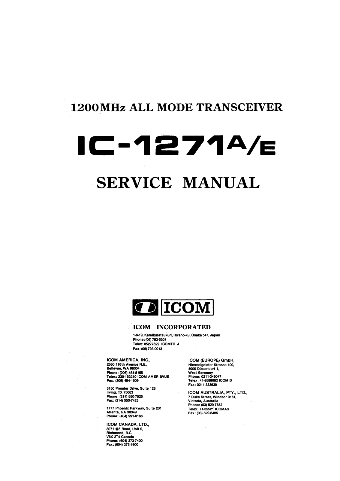 Icom ic 1271 schematic