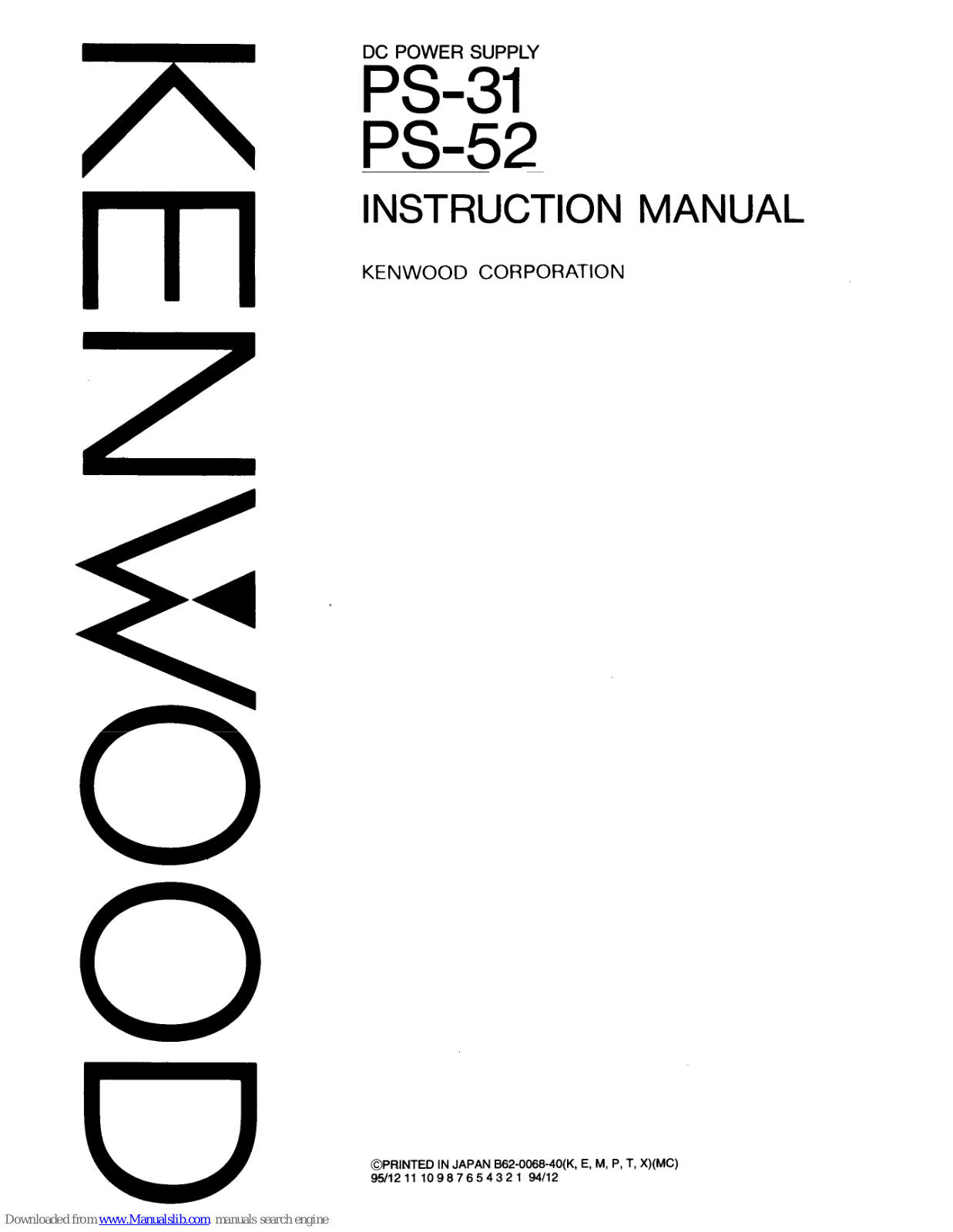 Kenwood PS-31, PS-52 Instruction Manual