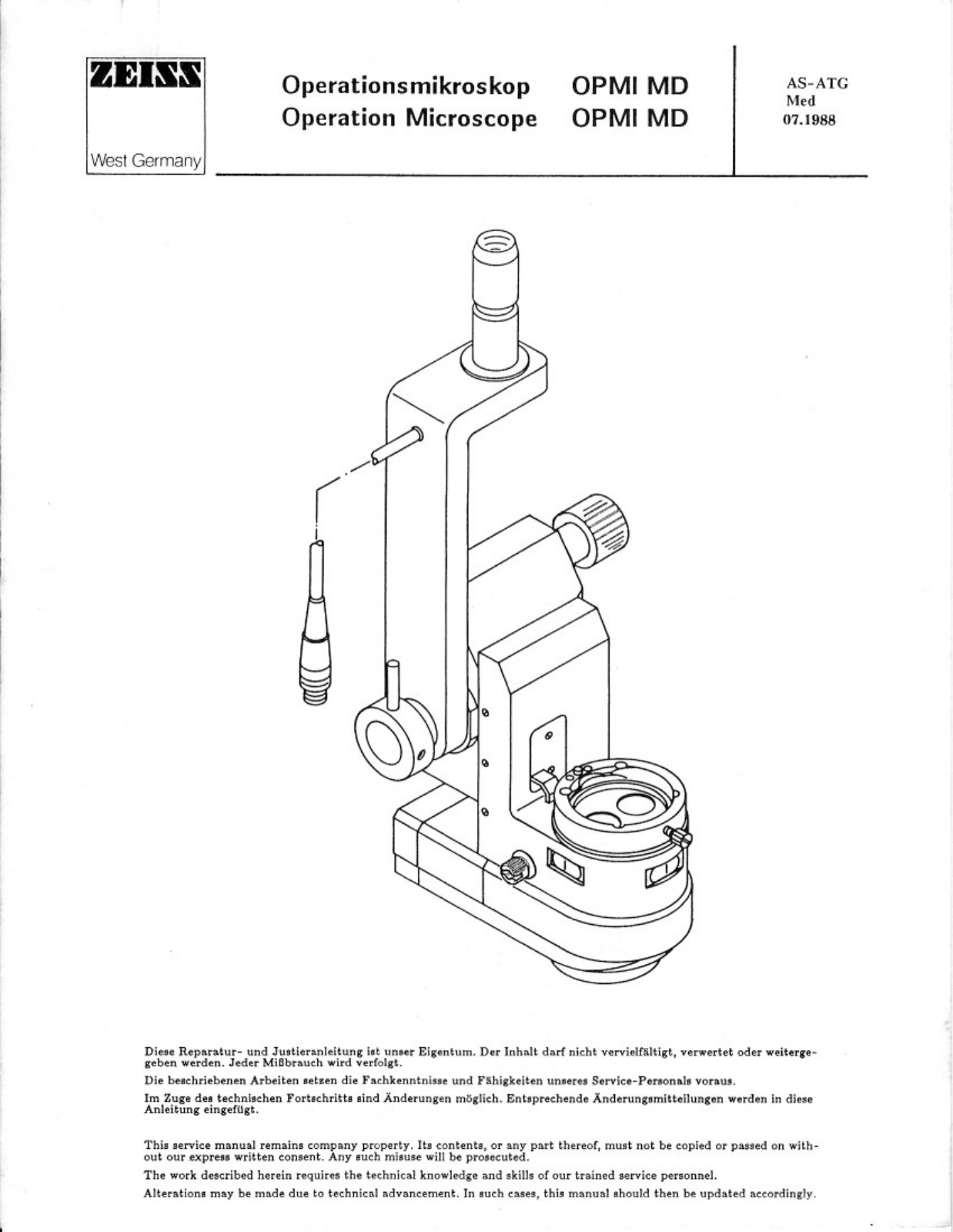 Zeiss OPMI MD Service Manual