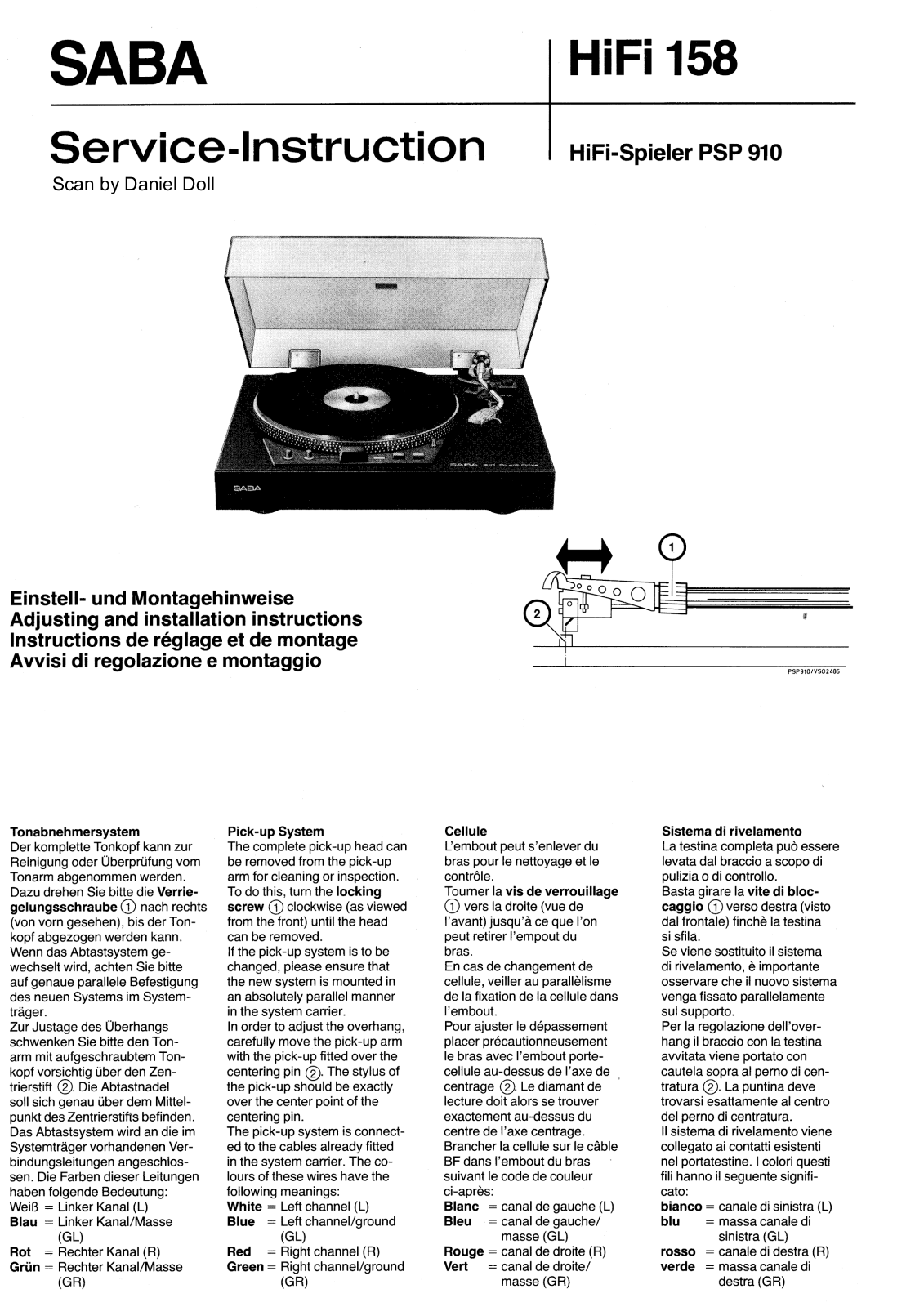 Saba PSP-910 Service Manual