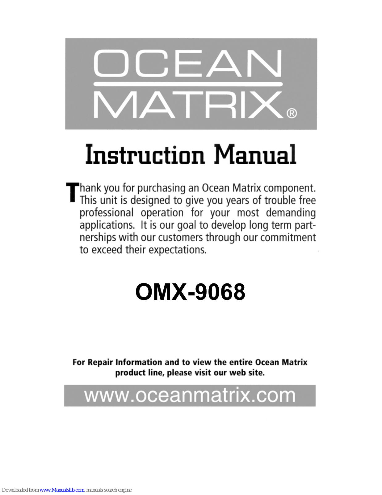 Ocean Matrix OMX-9068 Instruction Manual