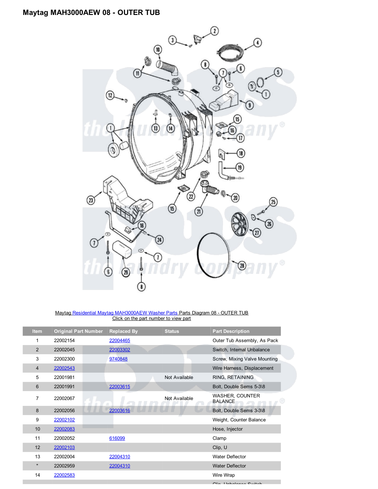 Maytag MAH3000AEW Parts Diagram