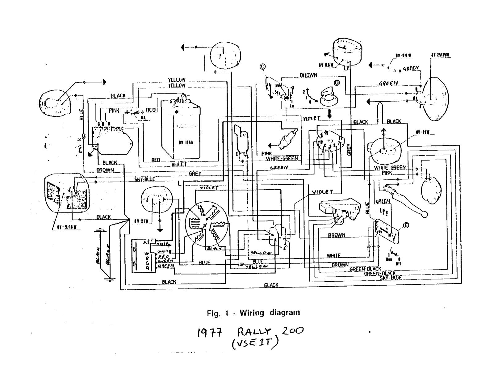 Vespa rally 200 electronic 1977 schematic