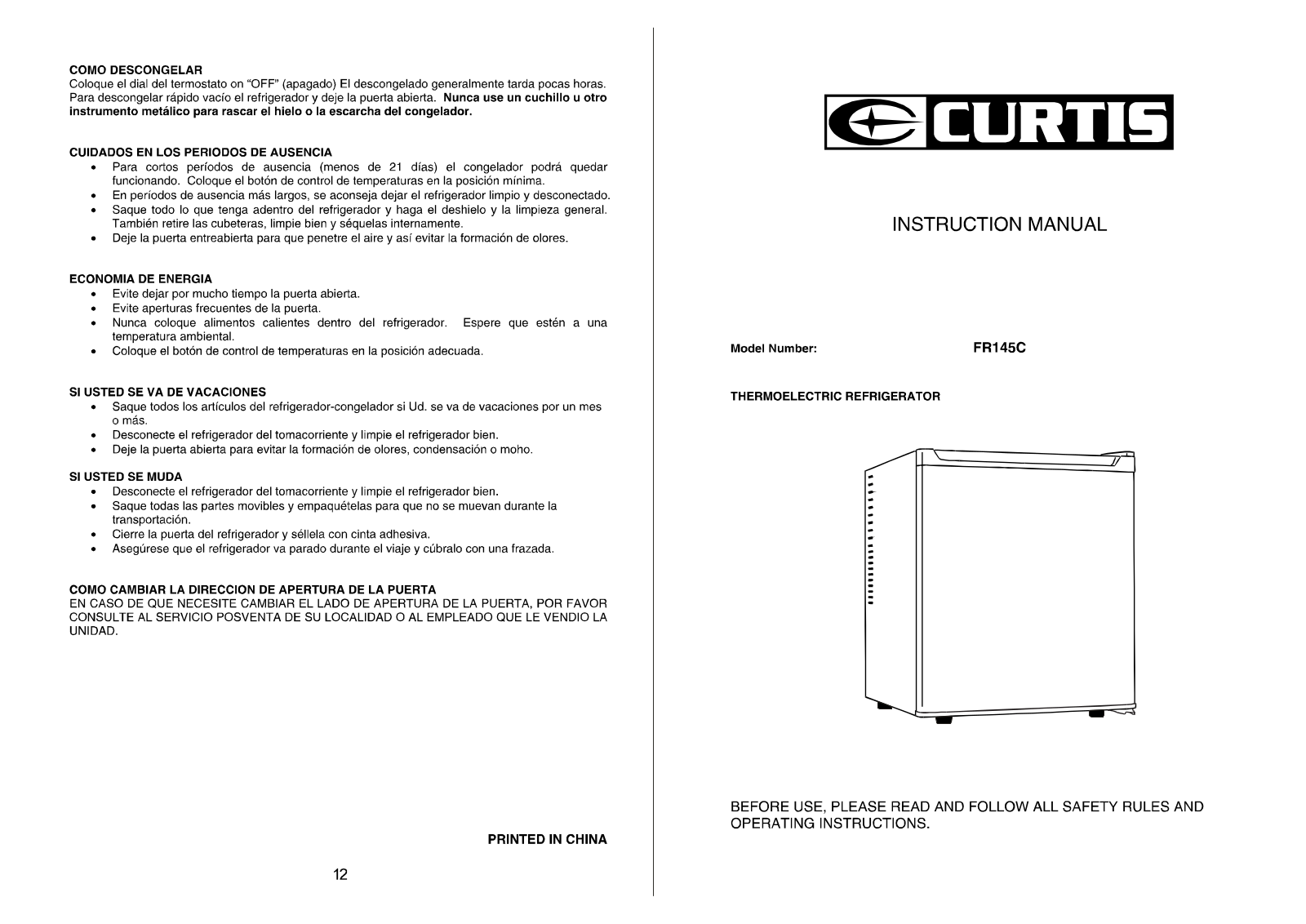 Curtis FR145C User Manual