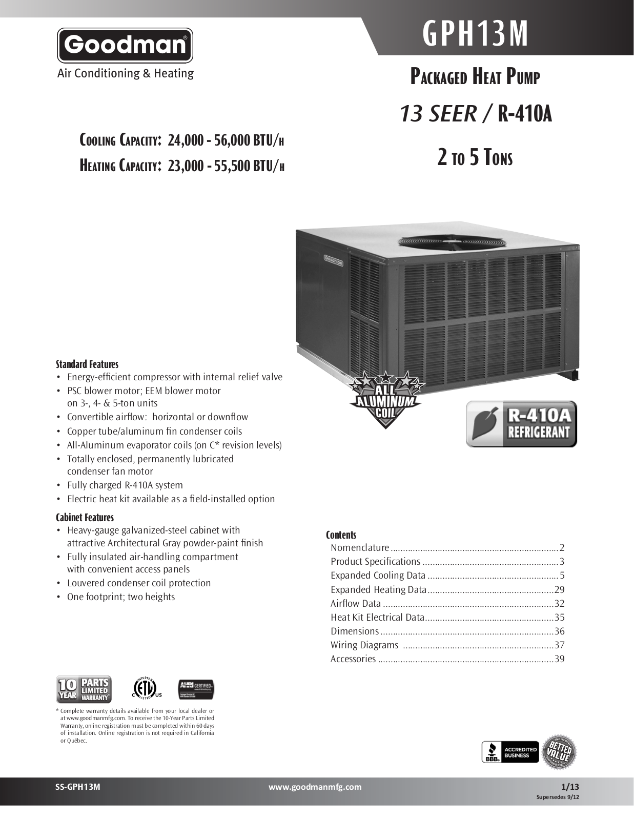 Goodman Mfg GPH13M User Manual