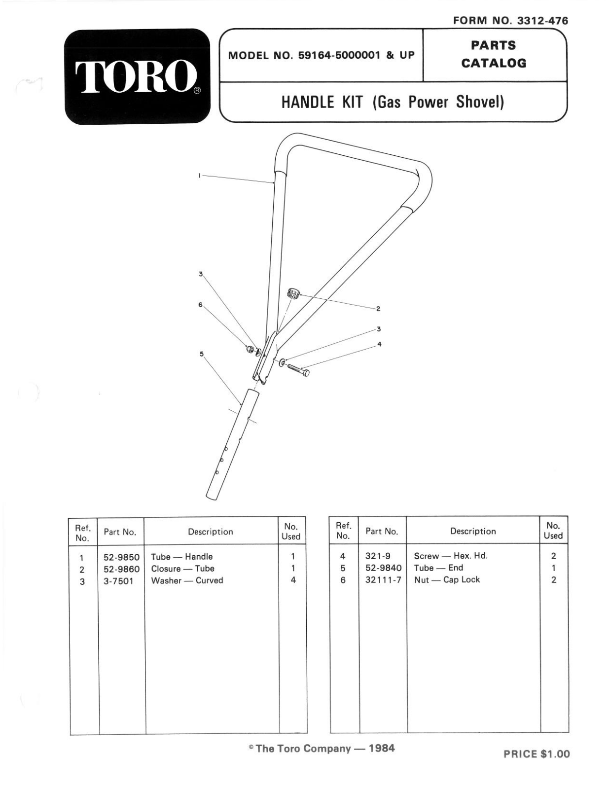 Toro 59164 Parts Catalogue