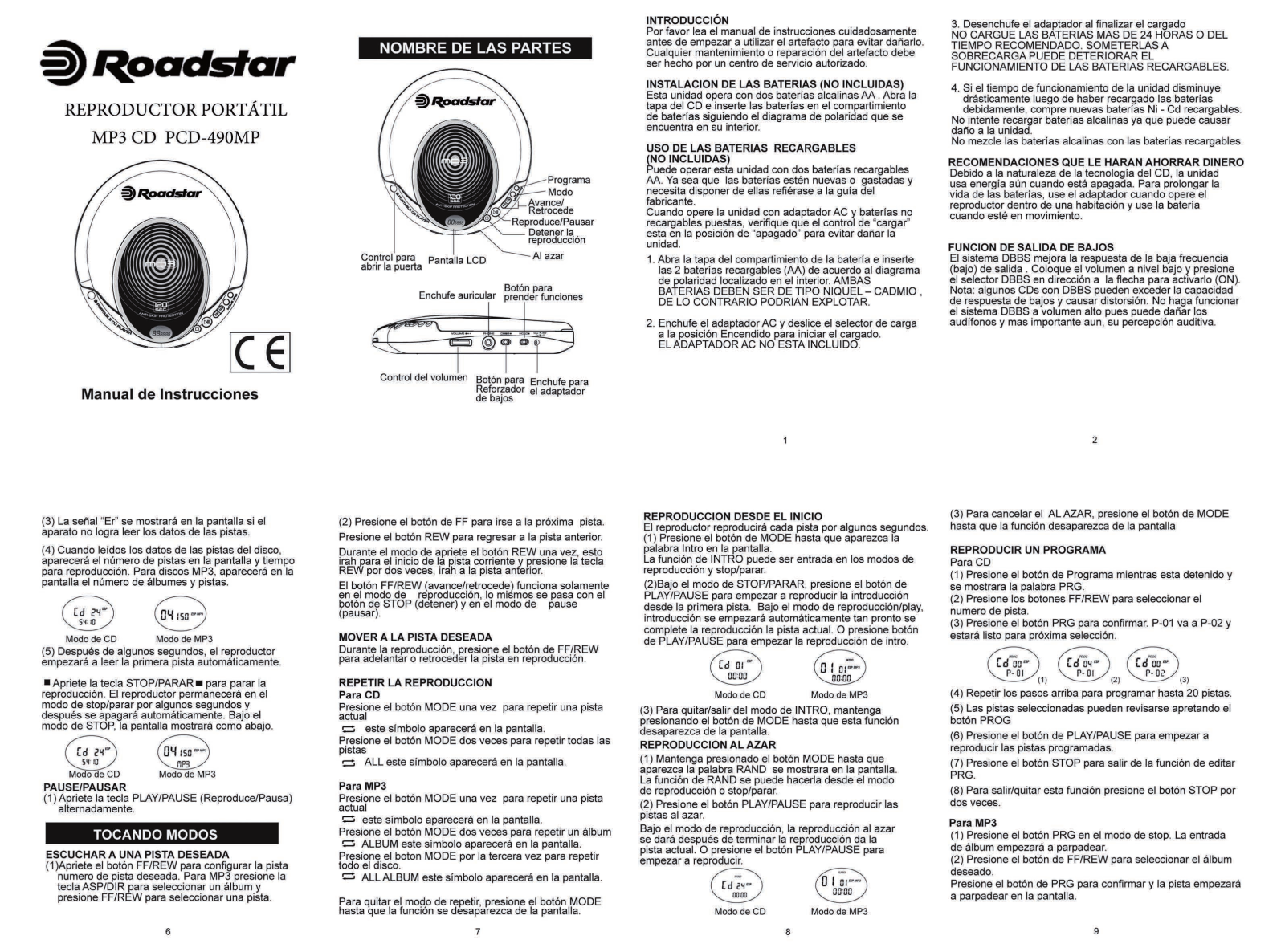 Roadstar PCD-490 MP Instruction Manual