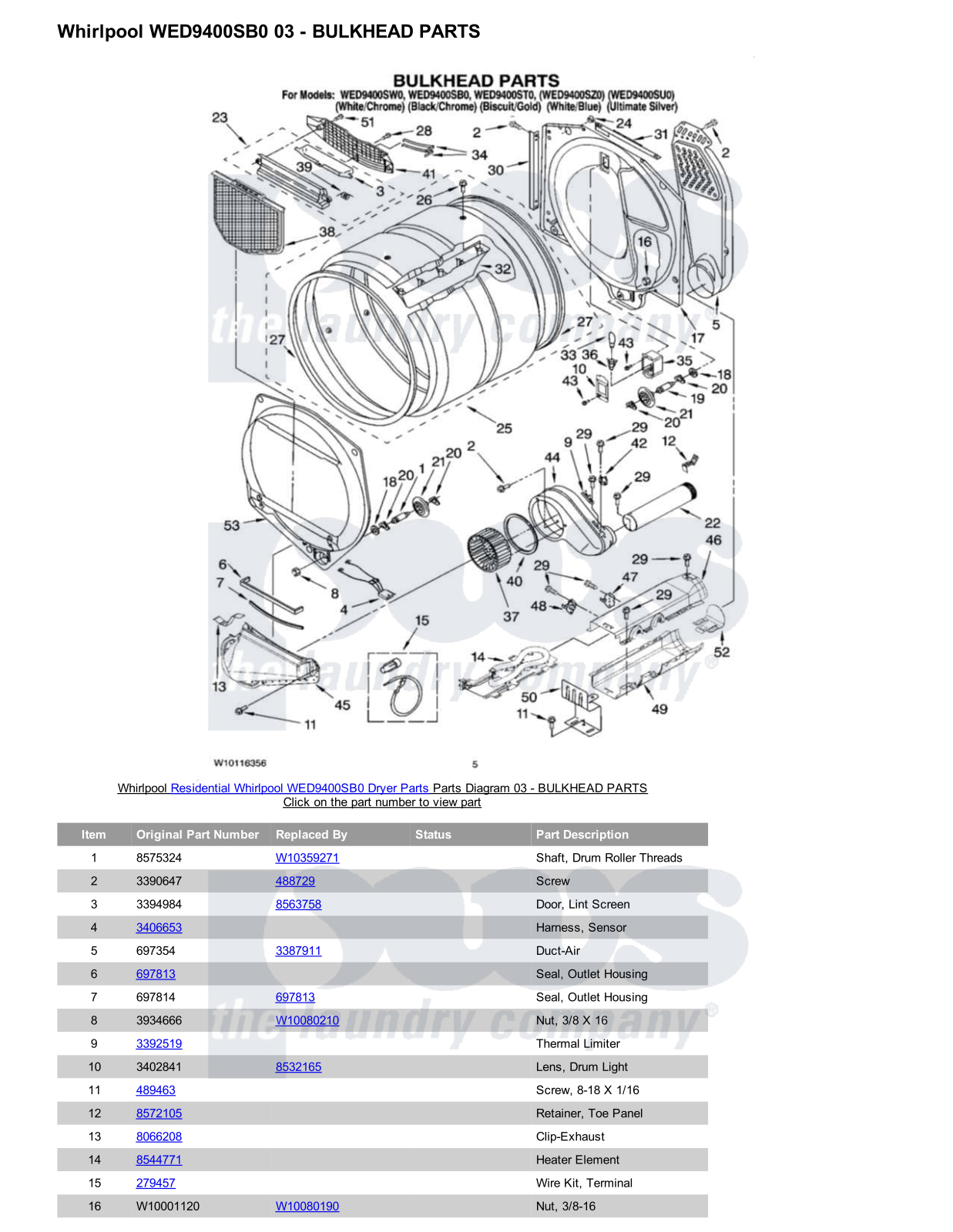 Whirlpool WED9400SB0 Parts Diagram