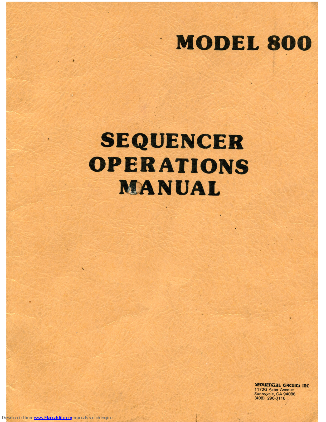 Sequential 800 Operating Manual