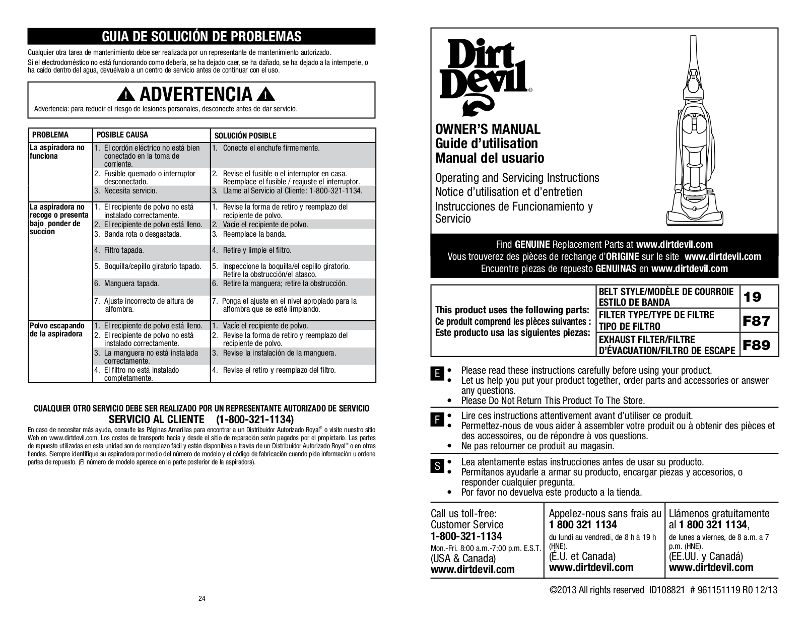 Dirt Devil UD70210 User Manual