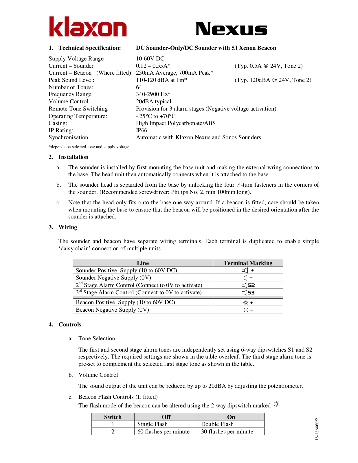 Klaxon Nexus 120 DC Installation Instruction