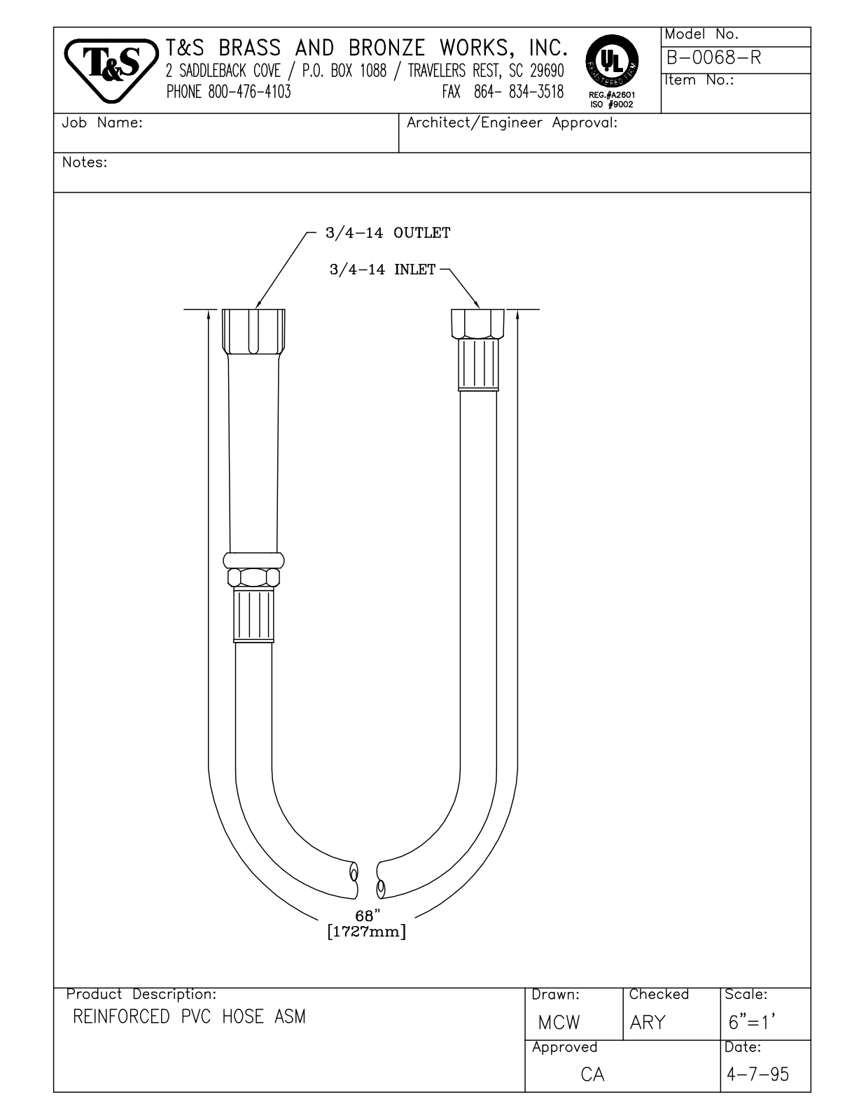 T&S Brass B-0068-R User Manual