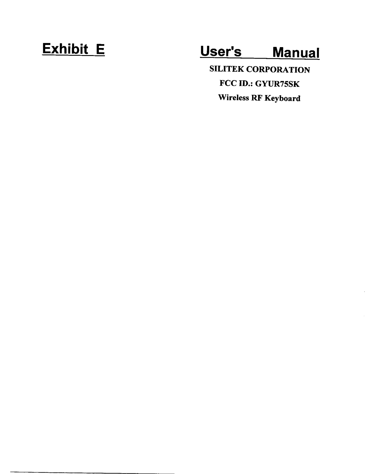 Silitek R75SK Users Manual - ManualMachine.com