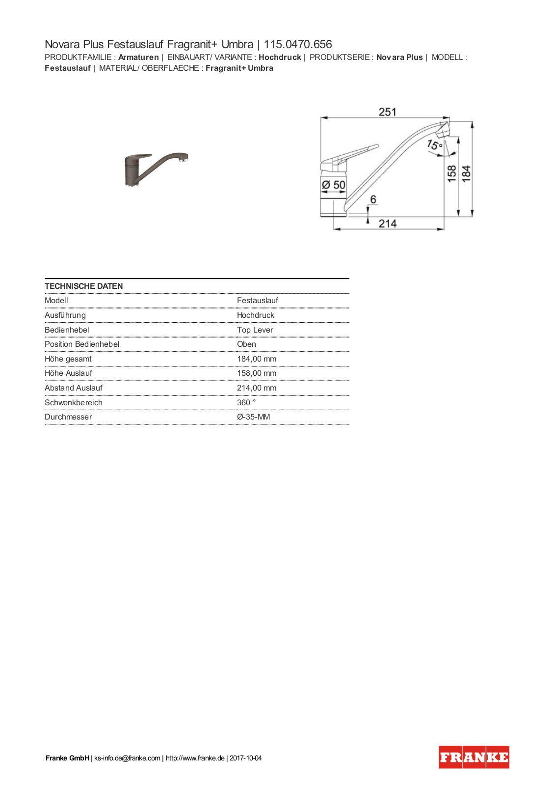 Franke 115.0470.656 Service Manual