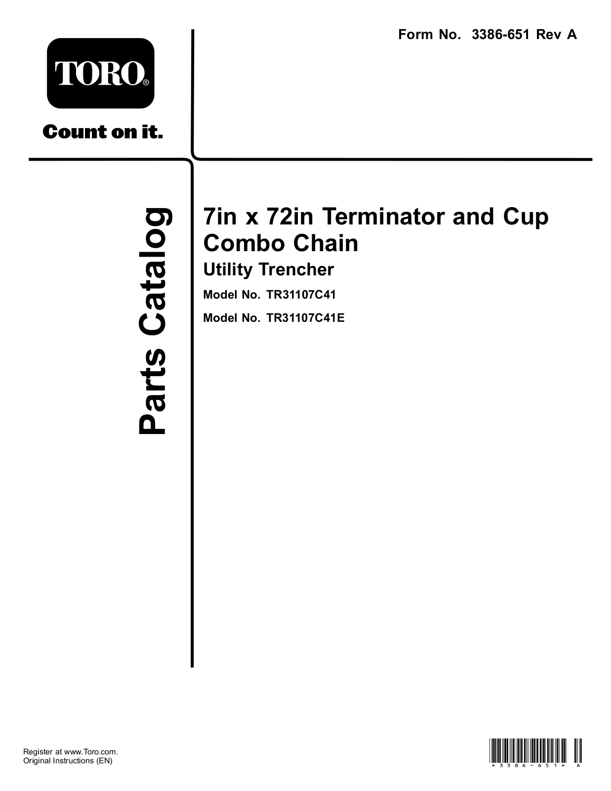 Toro TR31107C41, TR31107C41E Parts Catalogue