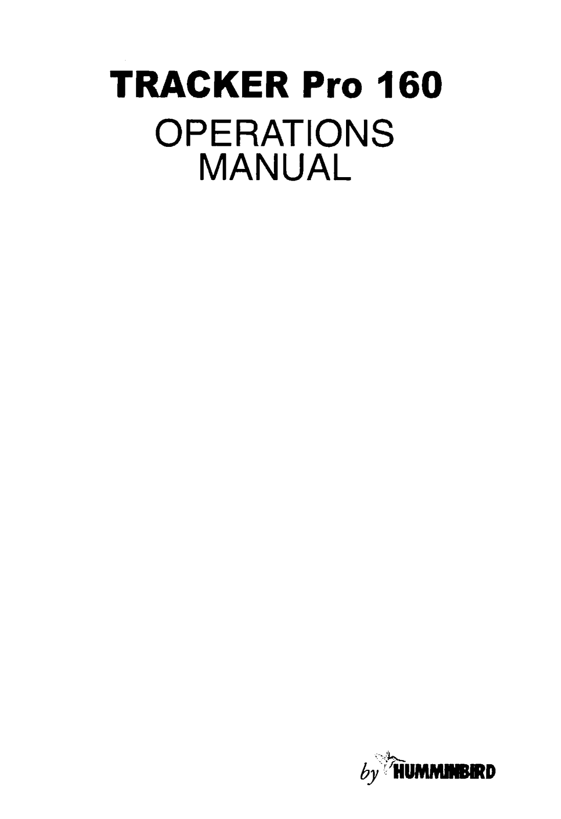 Humminbird Tracker Pro 160 Operation Manual