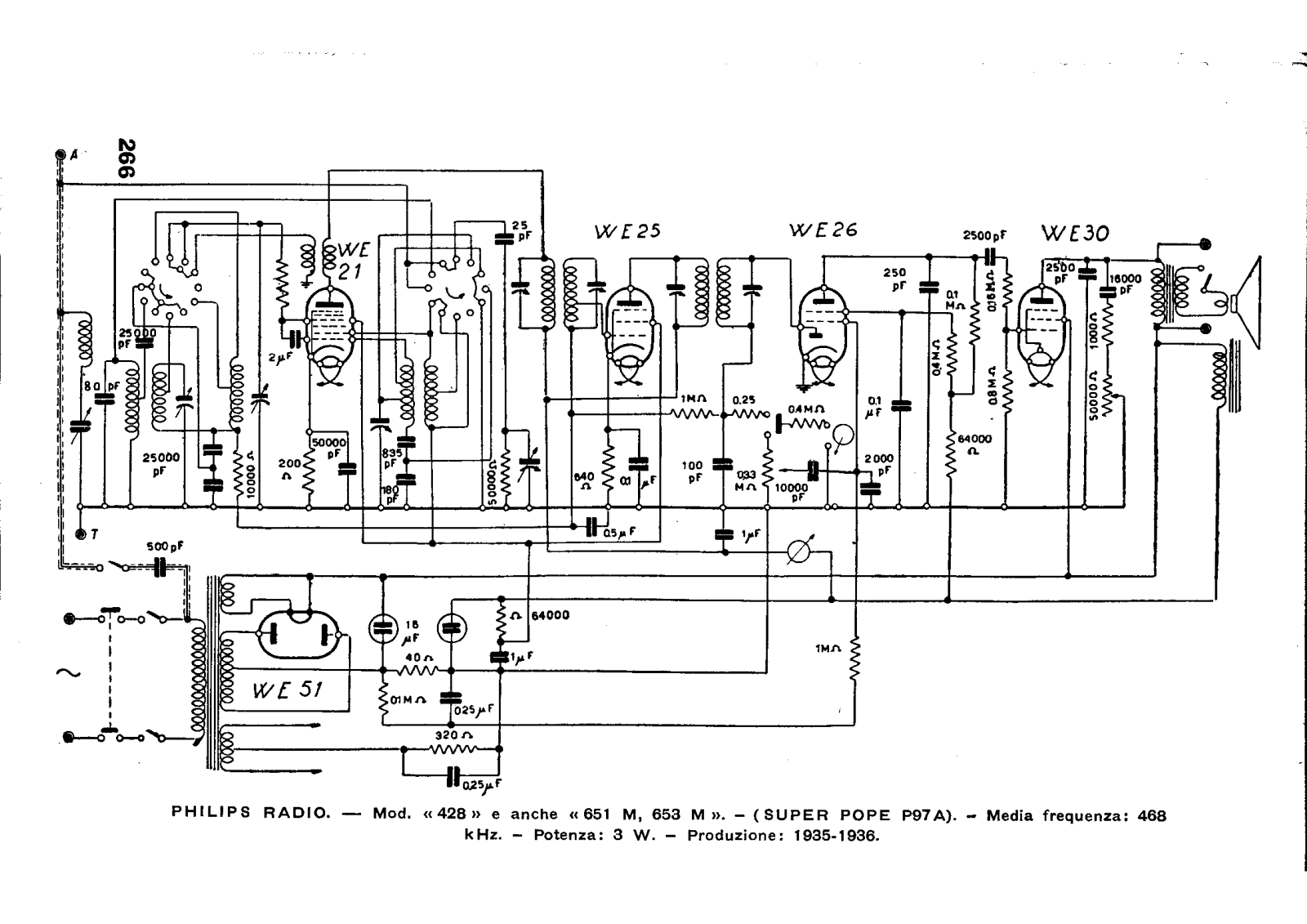 Philips 428, 651m, 653m schematic