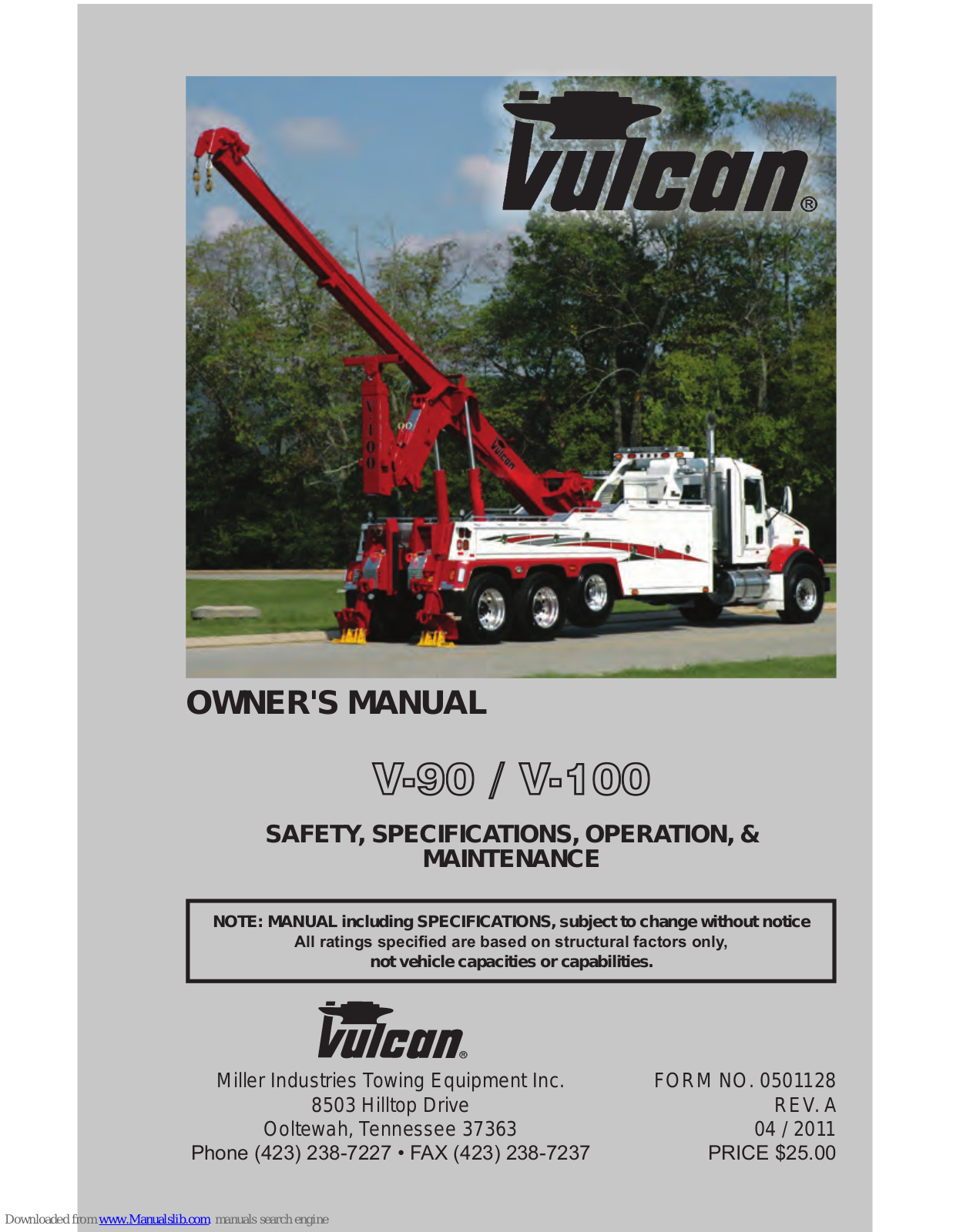 Vulcan-Hart V-90, V-100 Owner's Manual