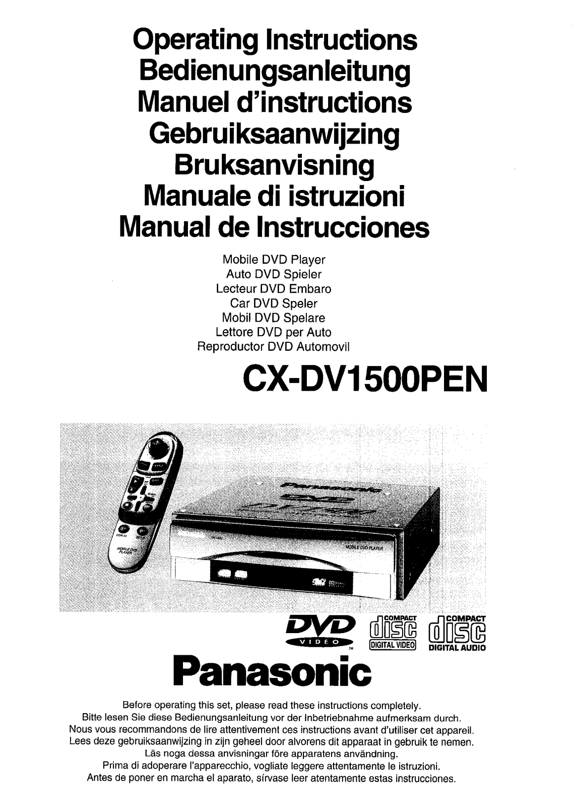 Panasonic CX-DV1500PEN User Manual