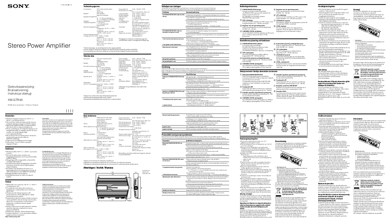 Sony XM-GTR4A User Manual