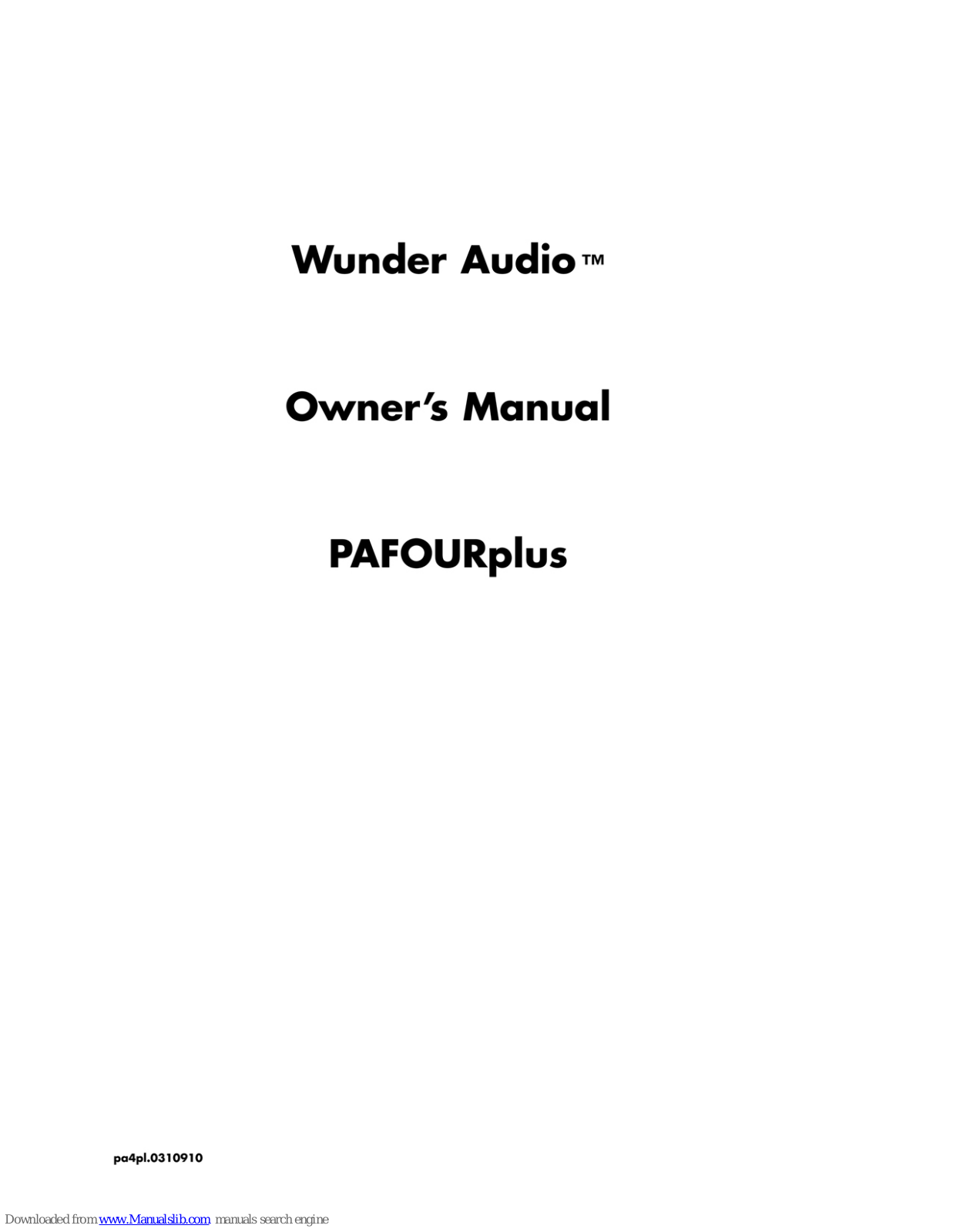 Wunder Audio PAFOURplus Owner's Manual