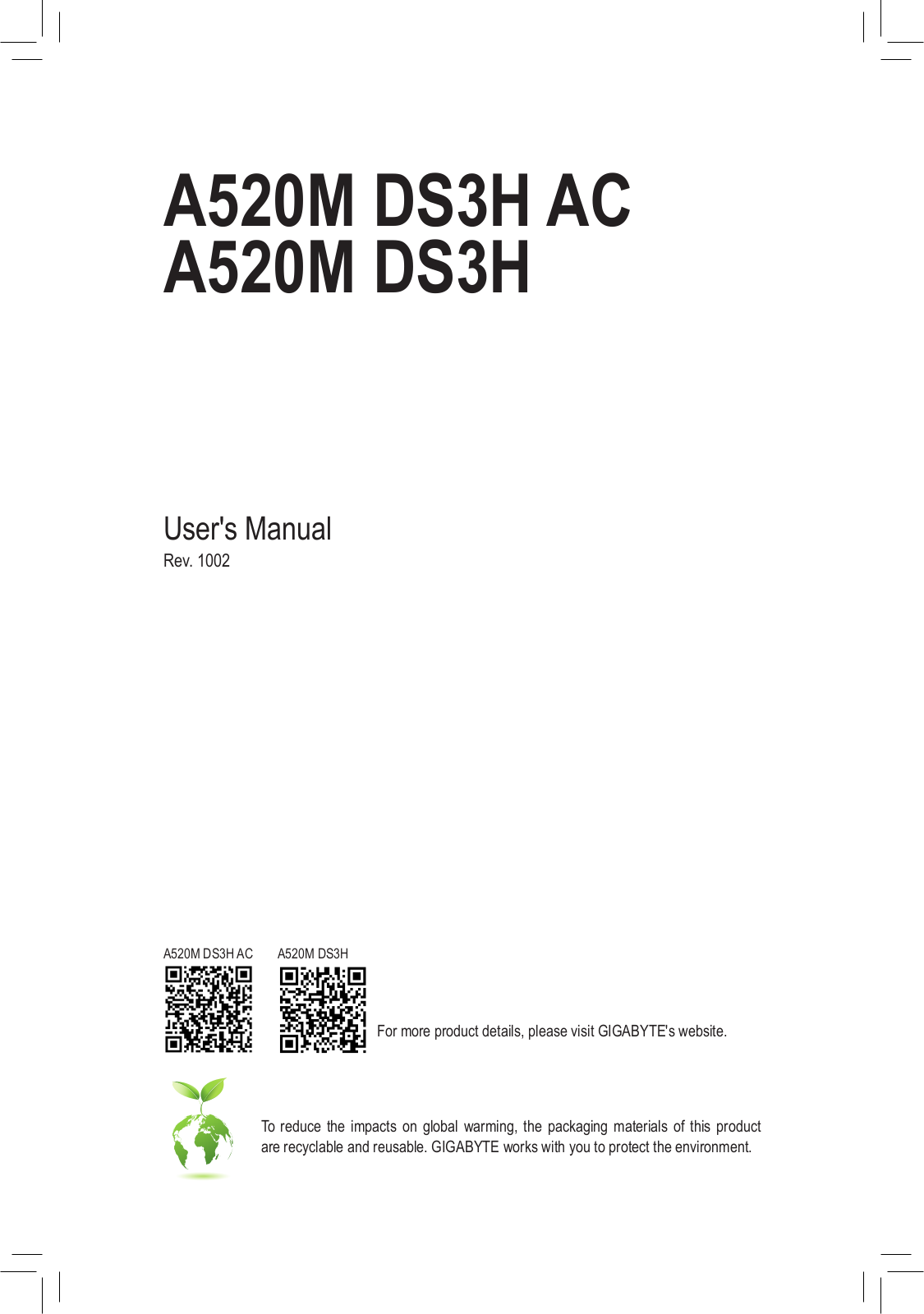 Gigabyte A520M DS3H operation manual