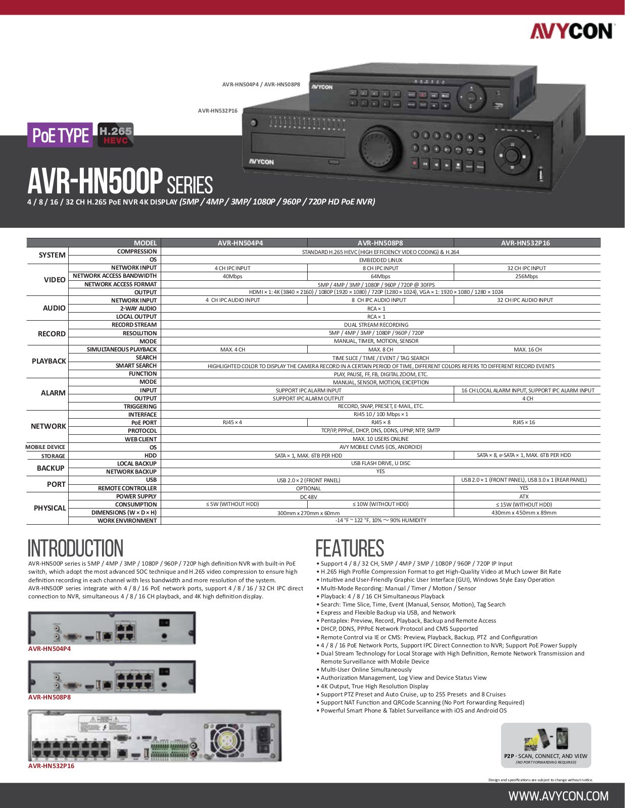 Avycon AVK-HN41B4-2T, AVK-HN41B6-4T, AVK-HN41E6-4T, AVK-HN41V4-2T, AVK-HN41V6-4T Specsheet