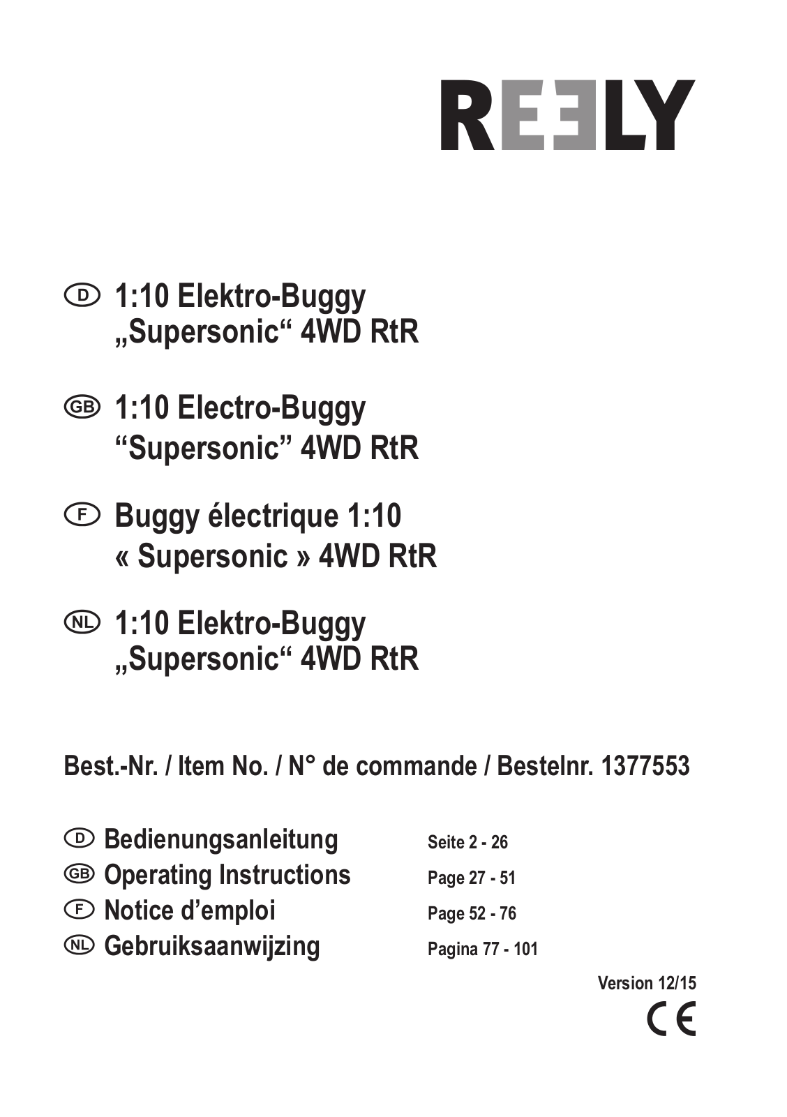 Reely Supersonic User manual - ManualMachine.com