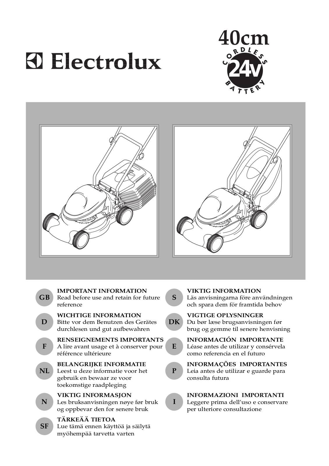 Electrolux 421 BATTERY User Manual