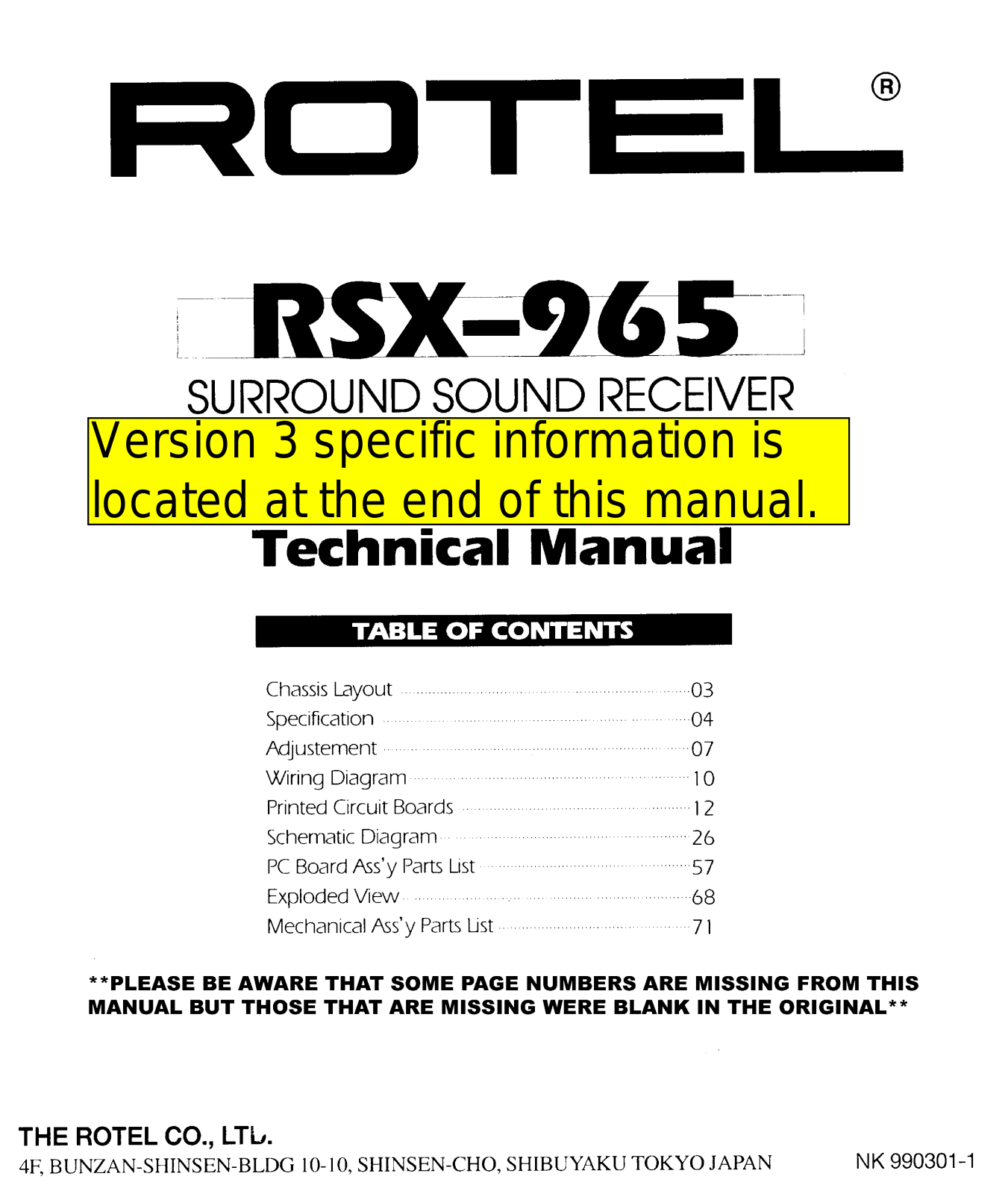 Rotel RSX-965 Service manual