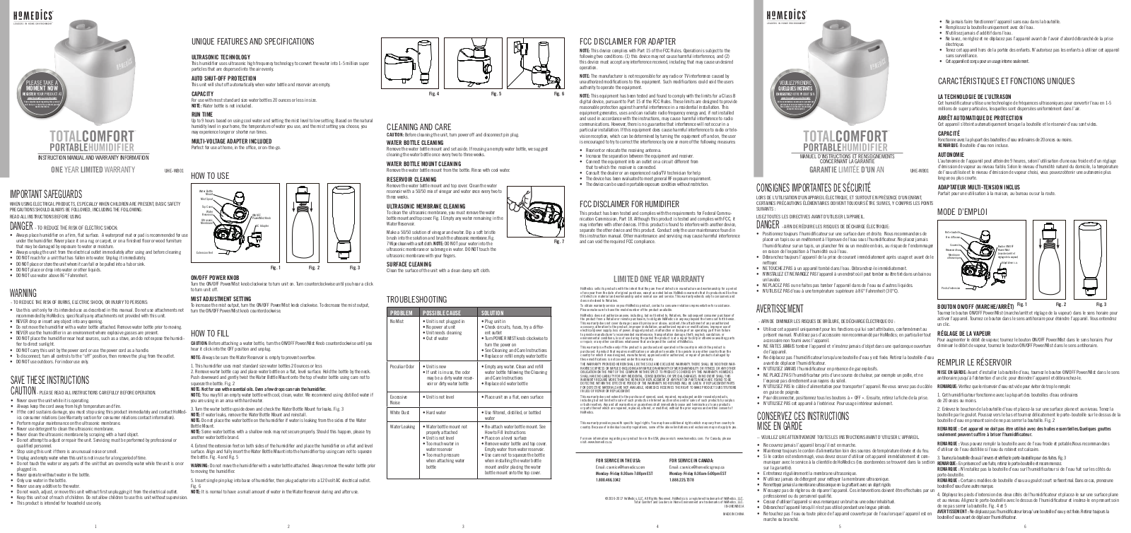 Homedics UHE-WB01 Instruction Manual