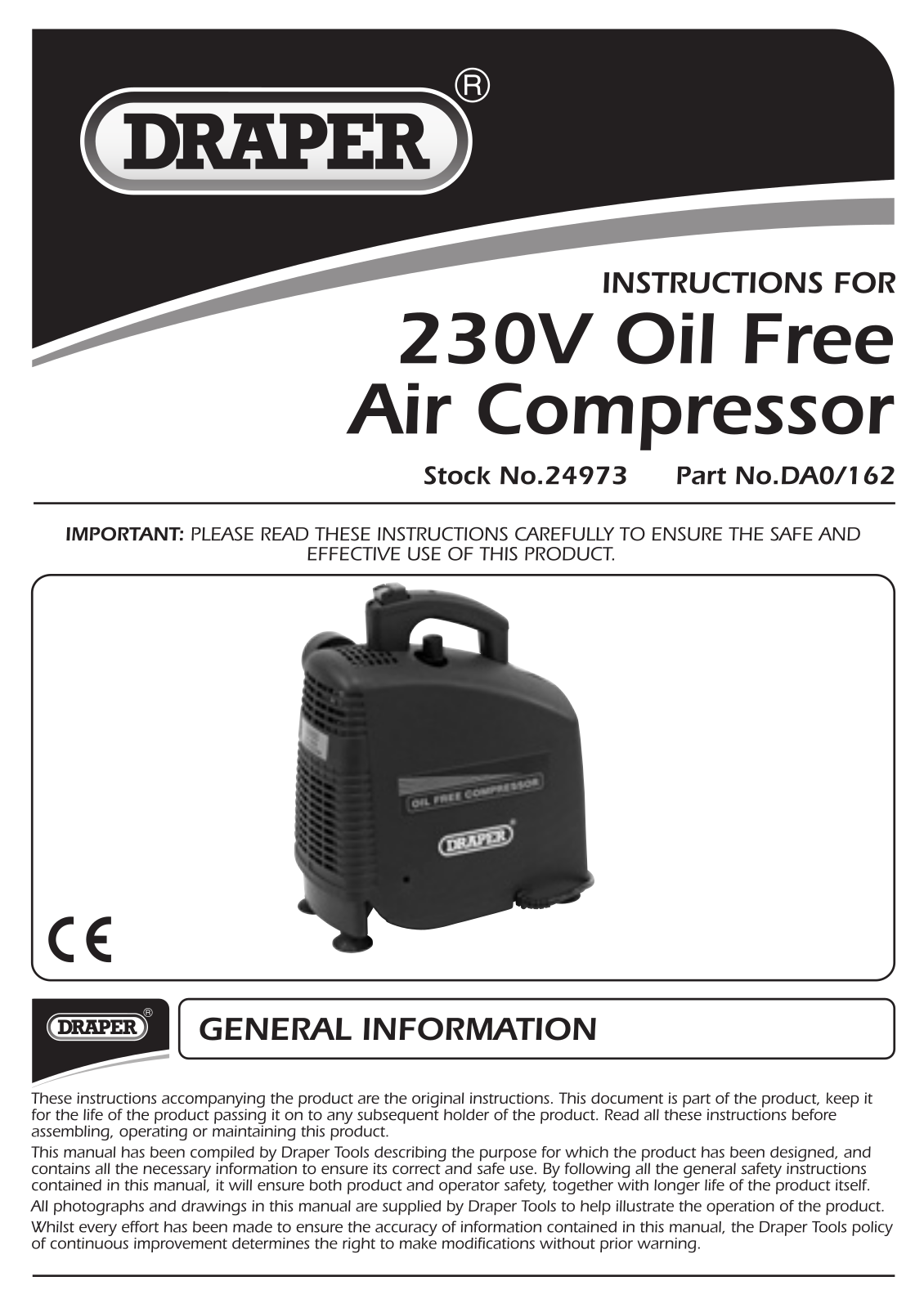 Draper Tools 24973 Instructions